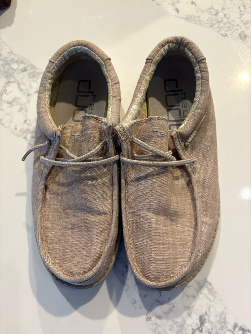 Hey Dude Men's Slip-On Casual Loafers in Light Beige Linen